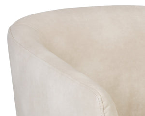 Sunpan TREVISO Swivel Lounge Chair - Contemporary Bravo Cream Faux Leather with Durable Steel Base 105300