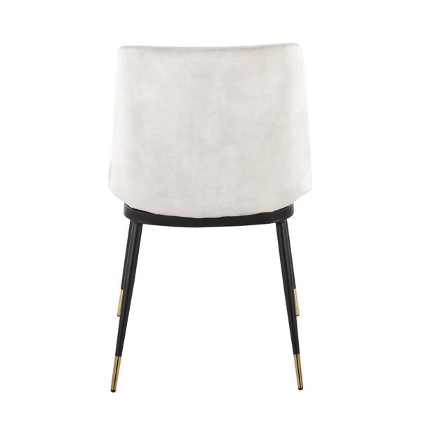 English Elm Wanda Velvet Dining Chair Set of 2 in Beige with Black Metal Frame and Gold Accents – Modern Luxe Seating B202P223685