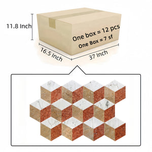English Elm Hexagon Water-jet Marble Hexagon 5.7" Polished White Gold Red Tiles 12pcs for Floor & Wall Luxury W1696P314482
