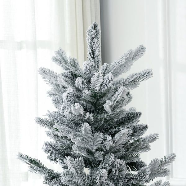 English Elm Homcom 6Ft Snow-Flocked Artificial Christmas Tree With Auto-Open Design & Steel Base For Cozy Holiday Charm W2225P229668