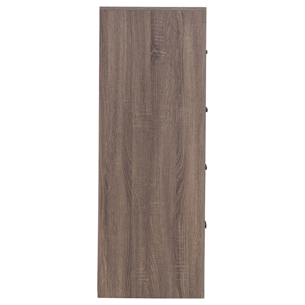 English Elm Geary Barrel Oak 4-Drawer Rectangular Chest with Rustic Oak Grain, Vintage Charm & Ample Storage Space B062P331057