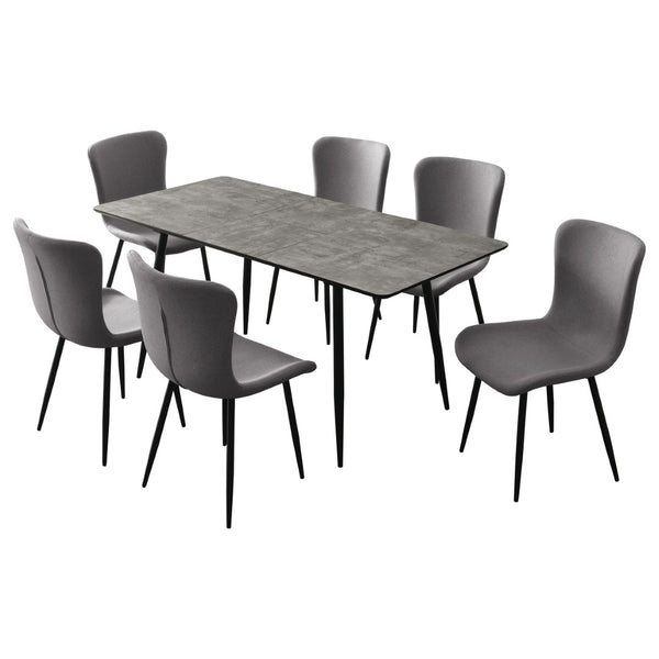 English Elm Grant Grey Extendable 5 Piece Dining Set with Upholstered Chairs and Metal Legs B062S01562