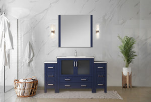 English Elm Navy Blue Double Bath Vanity With White Ceramic Top & Faucet Set – Elegant Storage Solution For Bathrooms B2731S01168