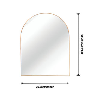 English Elm 30x40 Arched Bathroom Mirror with Anti-Rust Metal Frame, Shatterproof 4mm HD Glass & Easy Mounting Gold W2203P310336