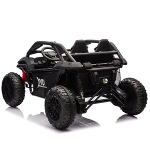 English Elm 24v Two Seater Kids Utv with Parental Remote Dual Motors Four Wheel Suspension Led Black W1578P198431