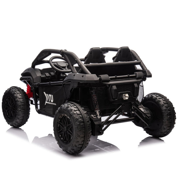 English Elm 24v Two Seater Kids Utv with Parental Remote Dual Motors Four Wheel Suspension Led Black W1578P198431