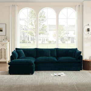 English Elm Free Modular Chenille Sectional Sofa with Reversible Ottoman for Living Rooms W714S00602