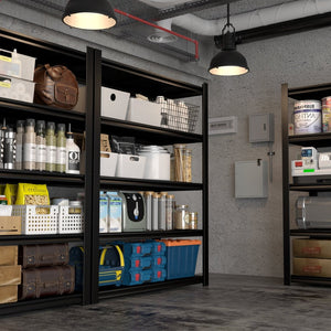 English Elm 59" Wide Black Metal Shelving Unit with Removable Dividers for Garage or Office T3625P455779