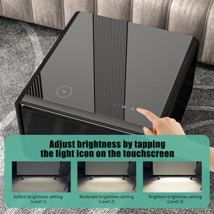 English Elm Modern Smart Side Table With Mini Fridge, Wireless Charging, Usb Ports & Induction Light - Black W1172P178854