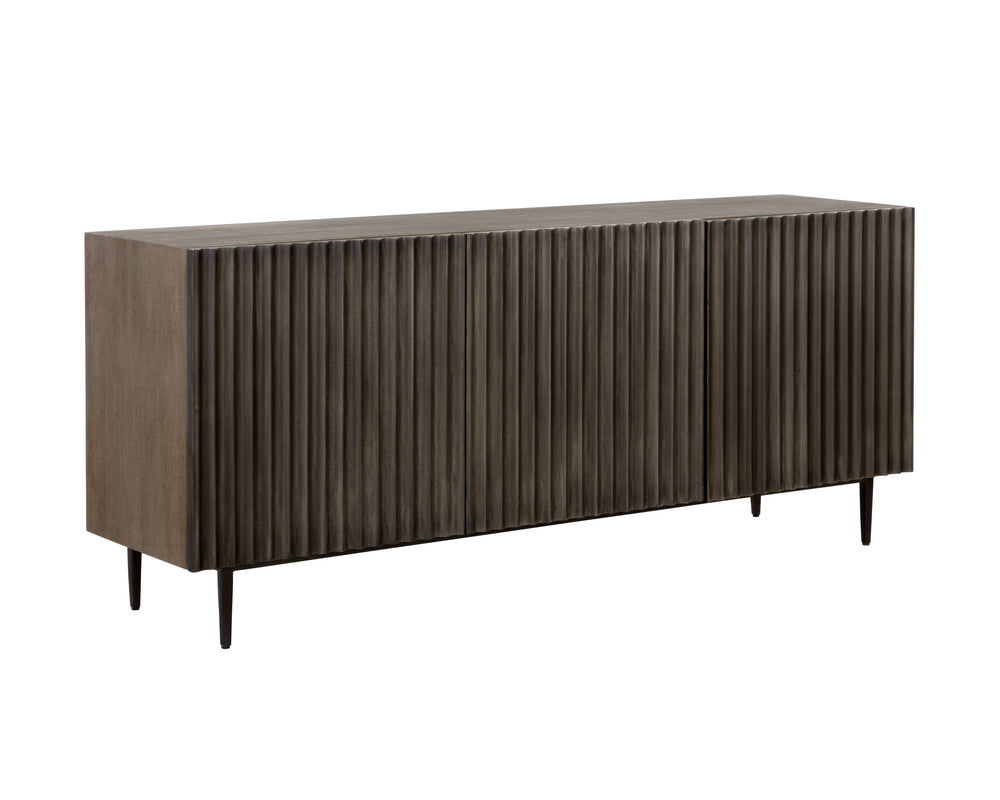 Sunpan Carlin Sideboard – Bold Mango Wood Design with Sculpted Details and Urban Steel Legs for Modern Spaces Large - 72W x 18.25D x 30H