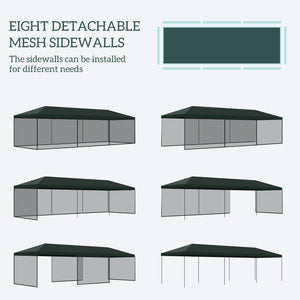 English Elm Versatile Cathedral Roof Party Canopy Steel Frame Uv Shade Tent with Mesh Sidewalls T3971P425542