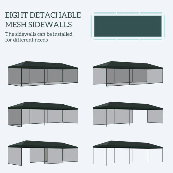 English Elm Versatile Cathedral Roof Party Canopy Steel Frame Uv Shade Tent with Mesh Sidewalls T3971P425542