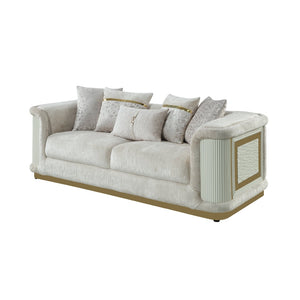 English Elm Bona Glam Chenille Sofa with Diamond Panels and Champagne Gold Floating Base B009P417485