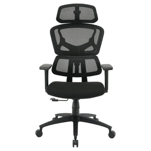 OSP Home Furnishings Mesh Back Ergonomic Manager Chair with Lumbar Support Adjustable Headrest and Padded Seat EM98958HR-3