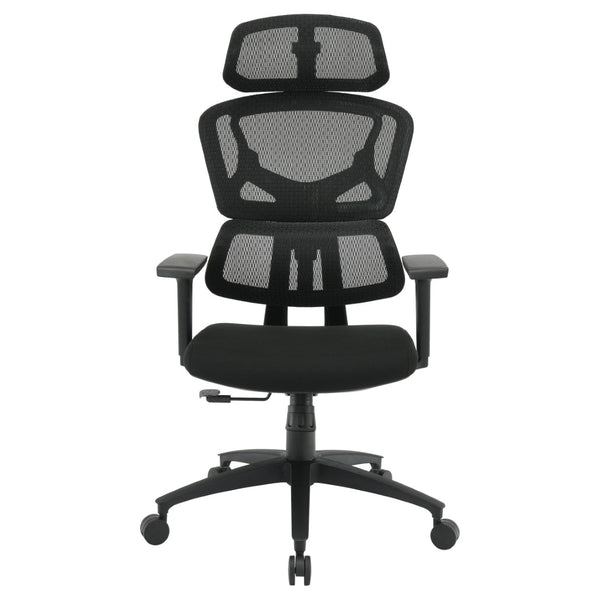 OSP Home Furnishings Mesh Back Ergonomic Manager Chair with Lumbar Support Adjustable Headrest and Padded Seat EM98958HR-3