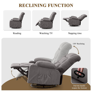 English Elm Kneading Massage Rocker Recliner with 4‑Point 3D Kneading, Heat, USB Port, Cup Holders & Swivel Comfort Grey W1521P390945
