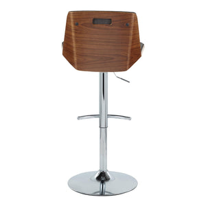 English Elm Adjustable Swivel Barstools Mid Century Walnut Chrome Charcoal Fabric Set of 2 B202S02173