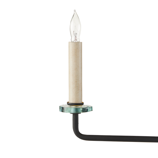 Privateer Modern Bronze Chandelier with Recycled Glass, Adjustable Height, Elegant Blacksmith Finish