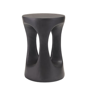 English Elm 14 Inch Handcrafted Mgo Cylinder Side Table Matte Black for Indoor Outdoor Spaces N772P390735B
