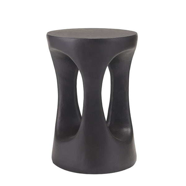 English Elm 14 Inch Handcrafted Mgo Cylinder Side Table Matte Black for Indoor Outdoor Spaces N772P390735B
