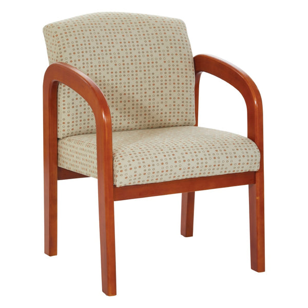 OSP Home Furnishings Medium Oak Visitor Chair with Lumbar Support Padded Seat for Office or Reception Luna WD380-K100