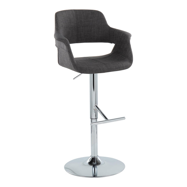 English Elm Vintage Mid-Century Adjustable Barstools Set of 2 — Charcoal Fabric, Chrome T-Foot, 360° Swivel Comfort B202S01071