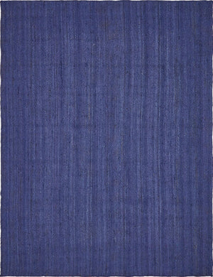 Unique Loom Braided Jute Dhaka Hand Woven Solid Rug Navy Blue,  9' 0" x 12' 0"