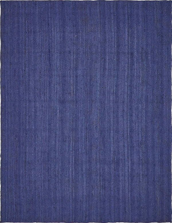 Unique Loom Braided Jute Dhaka Hand Woven Solid Rug Navy Blue,  9' 0" x 12' 0"