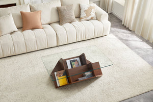 English Elm A Modern Two-tier Mdf Coffee Table with Open Shelf for Living Room Storage W3875P396857