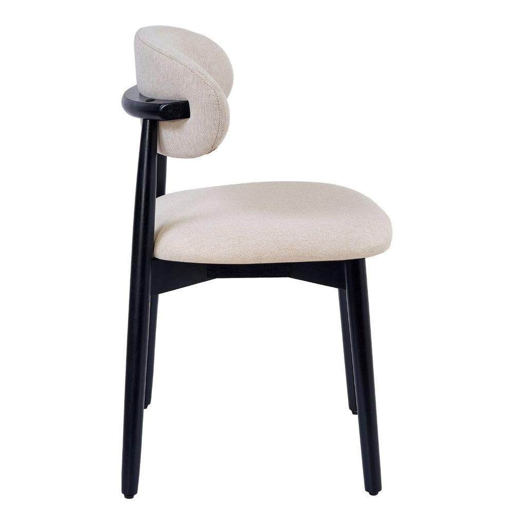 English Elm Beige Cotton Linen Armless Dining Chairs with Oak Legs Ergonomic Set of 2 W5815P476383