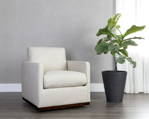 Sunpan Portman Swivel Lounge Chair - Modern Design with 360-Degree Comfort and Stylish Track Arms Effie Linen