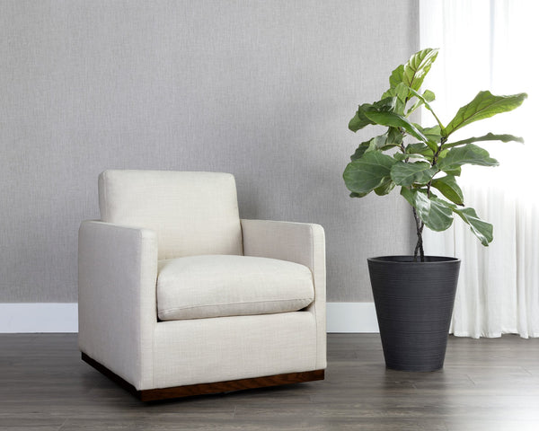 Sunpan Portman Swivel Lounge Chair - Modern Design with 360-Degree Comfort and Stylish Track Arms Effie Linen