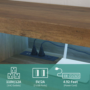 English Elm Floating 65" TV Stand with 16-Color LED Lights, Wall-Mounted Floating Shelf Brown, Sturdy Load-Bearing Mounting W1321P188134