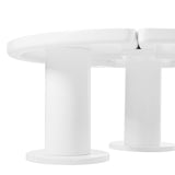 English Elm Φ39.4'' Easy Assembly Round Petal-Shaped Coffee Table, Cream Style Center Table With 3 Thick Legs, Minimalist Irregular End Table With Sleek Round Edges For Living Room, White