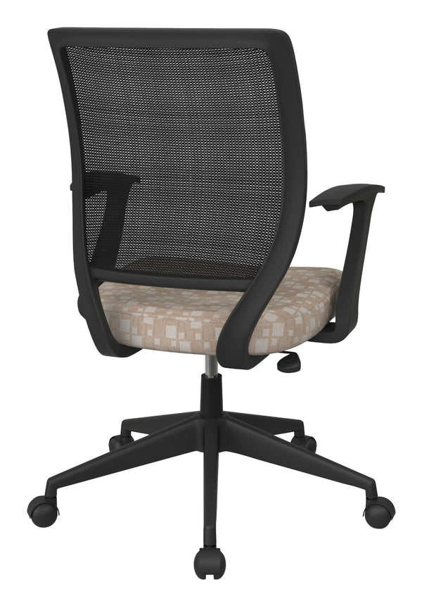 OSP Home Furnishings Screen Back Mesh Task Chair with Lumbar Support and T Arms for Home Office Use Birch EM51022N-K106