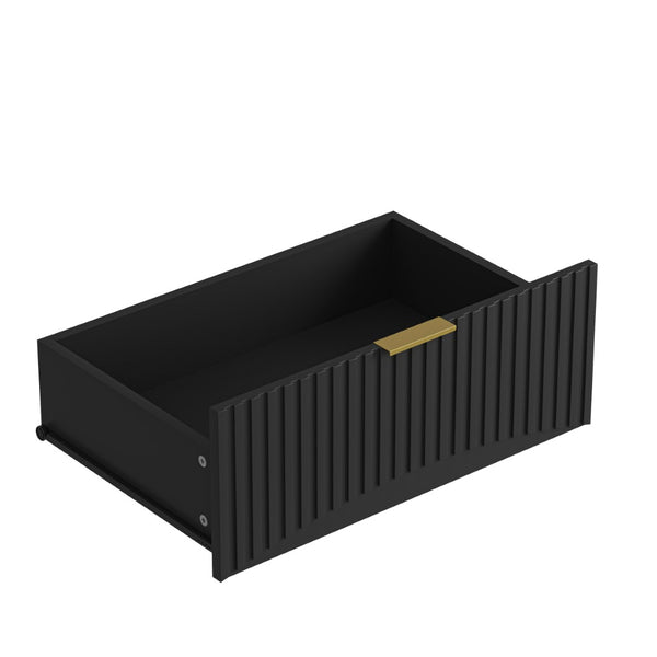 English Elm Modern Six Drawer Chest with Wavy Textured Fronts Sleek Matte Storage for Any Room Black W409P307525