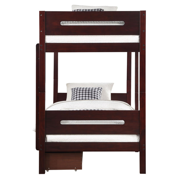 English Elm Espresso Twin/Twin Bunk Bed Platform with 14+14 Slat Support, Easy Knock-Down Assembly, Durable Finish B062S00578