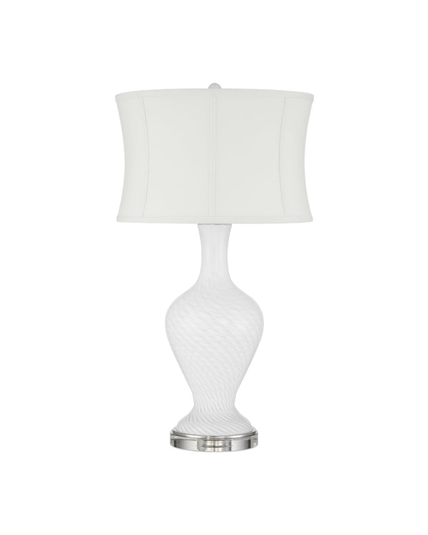 Currey & Company Zeta Stunning White Table Lamp - Venetian Zanfirico Glass, Crystal Base & Polished Nickel Accent White Glass ,Optic Crystal 6000-1009-currey-company