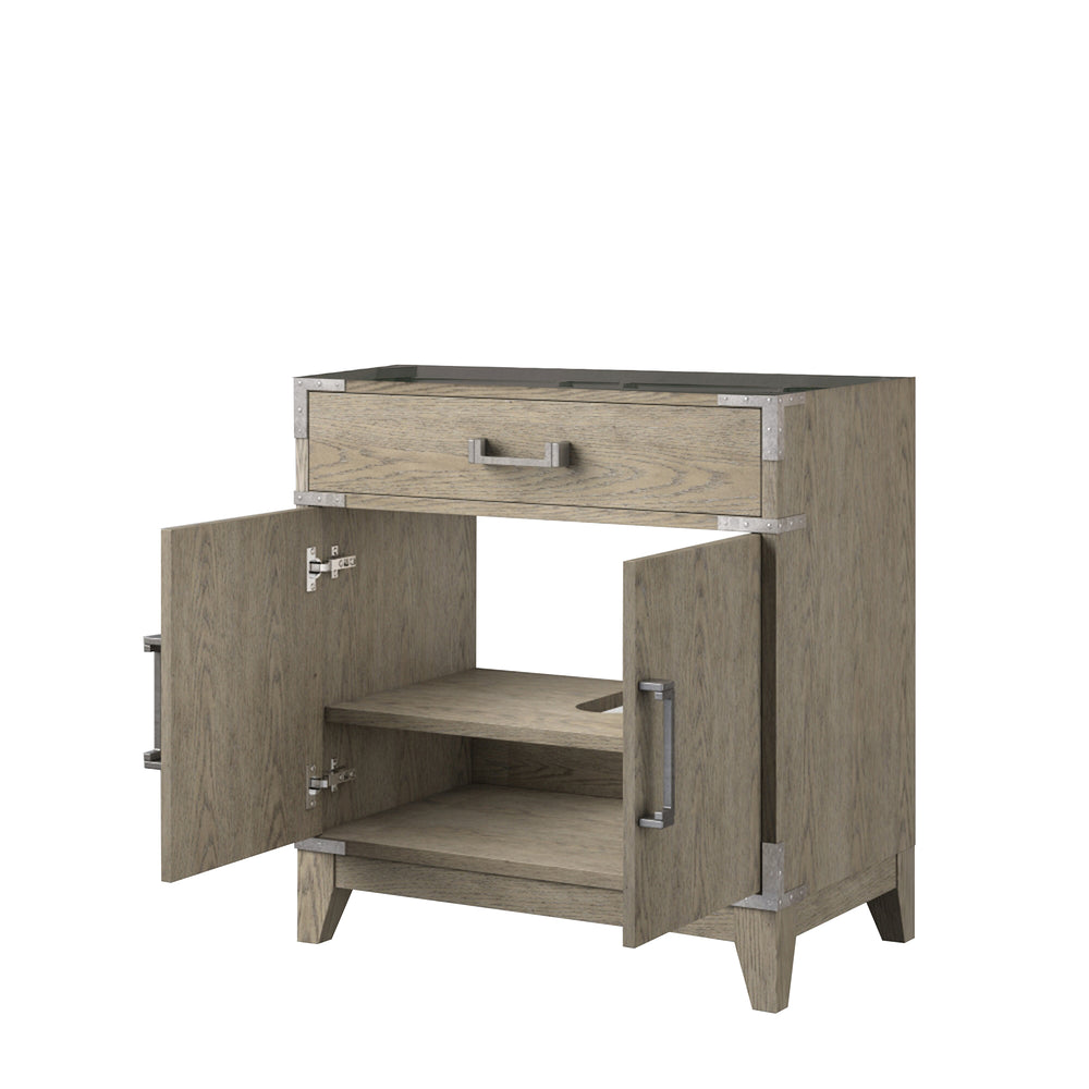 English Elm Grey Oak Single-Sink Bathroom Vanity 30" W X 22" D – Modern Design With Soft-Close Storage Solutions B2731P259761