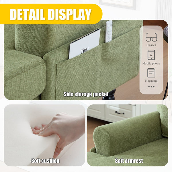 English Elm Modern Chenille Recliner Chaise Lounge Sofa Chair with High-Resilience Foam, Wide Seat, 550lb Capacity Olive Green W395P371338