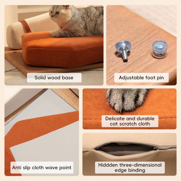 English Elm Modern Oak Veneer Pet Bed with Chenille Upholstery and Orthopedic Foam Cushion Orange W3136P445674