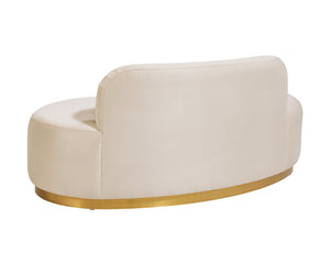 Sunpan Cassey Bench – Contemporary Curved Design with Gold Stainless Steel Base for Stunning Home Appeal Casablanca Cloud