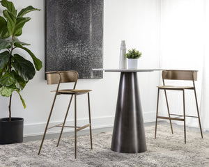 Sunpan Keanu Sleek Modern Barstool with Antique Brass Finish and Unique Starburst Design for Stylish Spaces Antique Gold