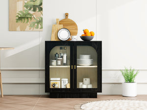 English Elm Storage Cabinet Sleek Acrylic Door with Gold Handle, Non-Slip Feet, Anti-Tip Locks, Compact Dimensions Black W688127148