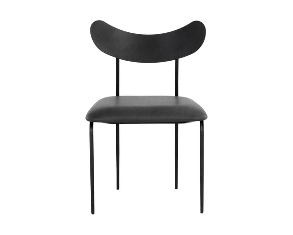 Sunpan Gibbons Dining Chair - Unique Mid-Century Modern Design with Handcrafted Leather and Iron Frame Black / Bravo Portabella