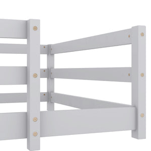 English Elm Twin Pine Montessori Floor Bed with Safety Fence — Grey Low-Profile Kids Twin Frame, 77"x38.9" Interior W1820P369890