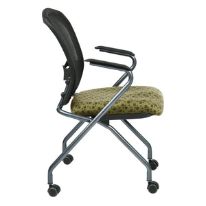 OSP Home Furnishings Deluxe Pro-line Ii Folding Nesting Armchair with Mesh Back and Lumbar Support Kiwi 84440-K109