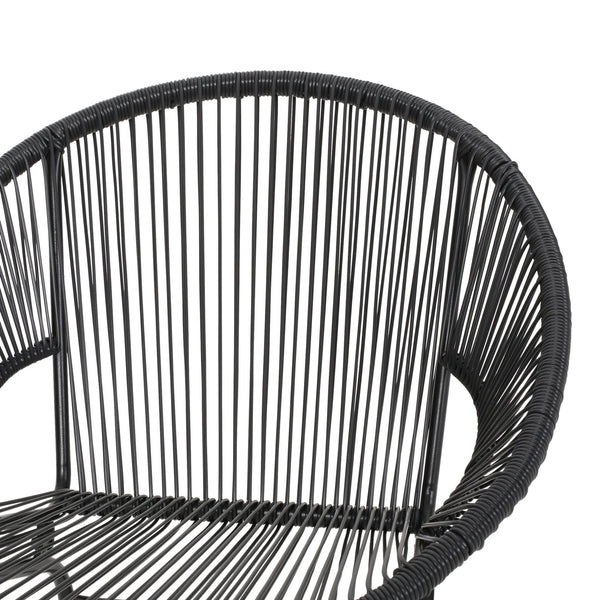 English Elm Christopher Knight Home® - 3 Piece Rattan Seating Group Black – Stylish PE Rattan + Iron Outdoor Patio Set, Durable Modern Mesh Design 66626.00BLK_66627.00BLK