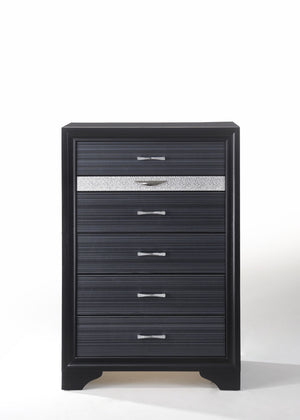 English Elm Naima Modern Textured Finish Dresser with Felt-Lined Jewelry Drawer, Silver Pulls, Smooth Glide Black 57 L x 20 W x 37 H B2726P261246