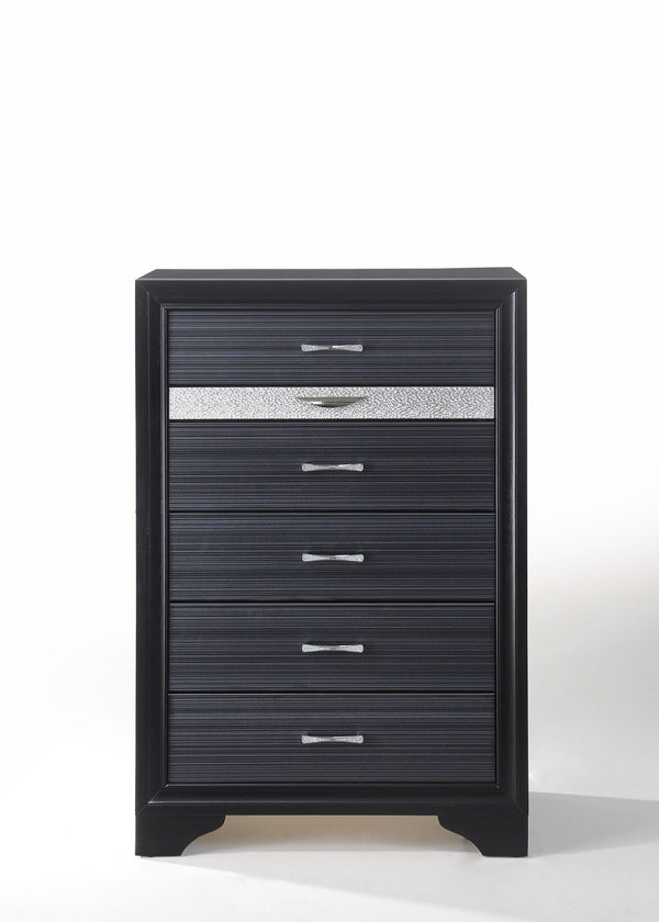 English Elm Naima Modern Textured Finish Dresser with Felt-Lined Jewelry Drawer, Silver Pulls, Smooth Glide Black 57 L x 20 W x 37 H B2726P261246
